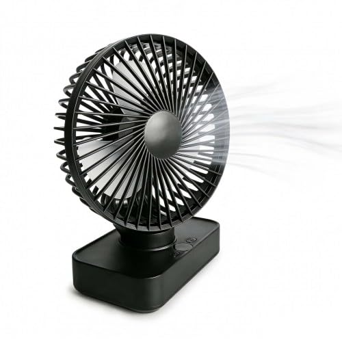 Tischventilator Leise Automatisch Oszillierend, 4000mAh Akku USB 5 Geschwindigkeiten LED-Digitalanze