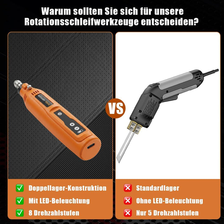 Mini Dremel Multifunktionswerkzeug mit LED, Rotationswerkzeug mit 8 Geschwindigkeiten, Multifunktion