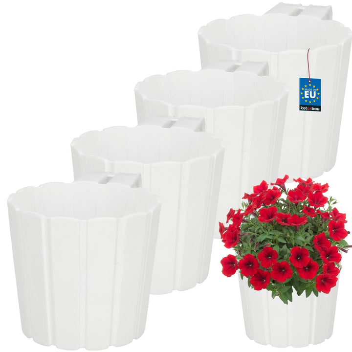 KOTARBAU® 4er Set Blumentopf Hängend - Pflanzkübel - ⌀ 15 cm H: 13 cm Weiss - Übertopf Kunststoff -