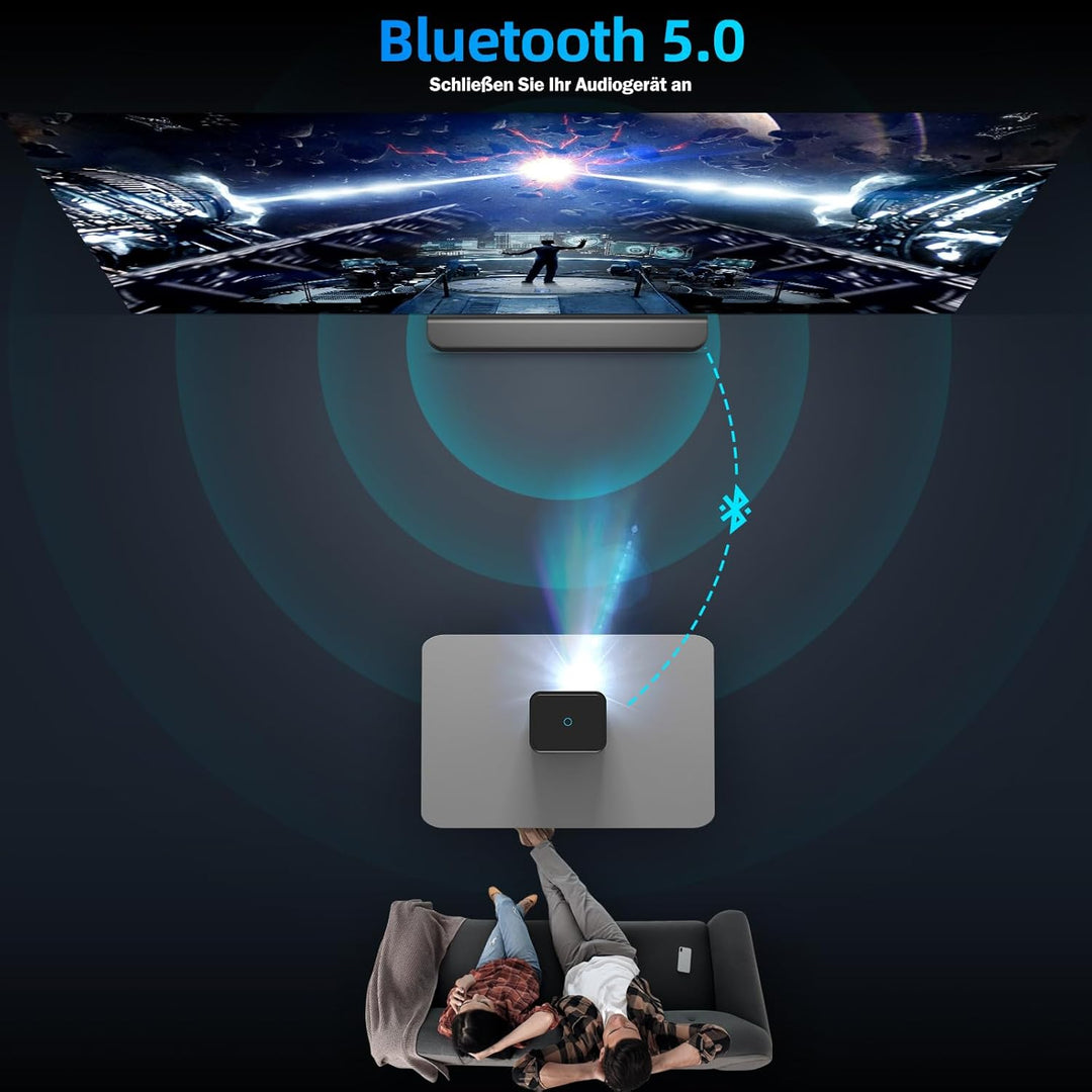 Beamer, 5G WiFi Bluetooth Beamer 12000 Lumen Full HD 1080P Beamer 4K Video Unterstützt, Heimkino Pro