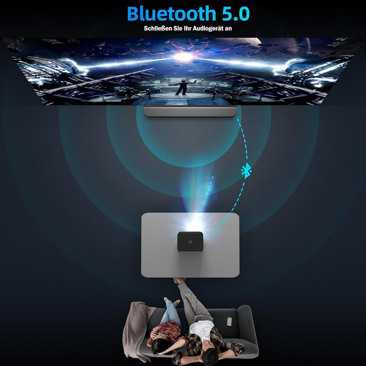 Beamer, 5G WiFi Bluetooth Beamer 12000 Lumen Full HD 1080P Beamer 4K Video Unterstützt, Heimkino Pro