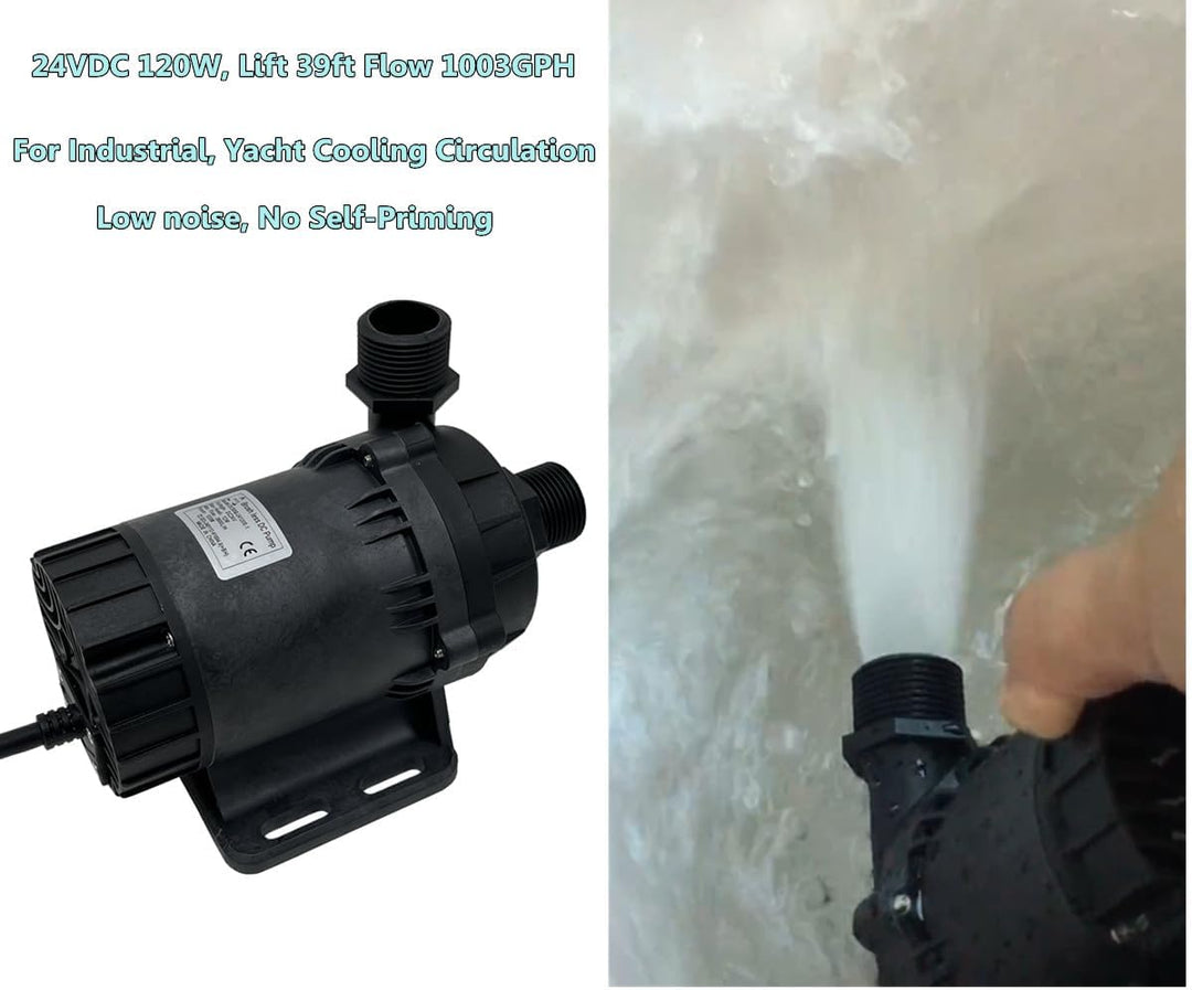 SHYSKY Hochleistungs-Tauchpumpe 24V 120W Mikrobürstenlose DC-Wasserpumpe DC60G-24120S-1 12M 3800LPH,