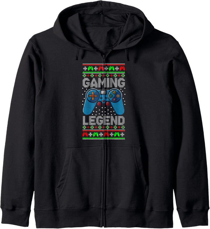 Gaming Legend Christmas Gamer Ugly Sweater Videospiel Kapuzenjacke