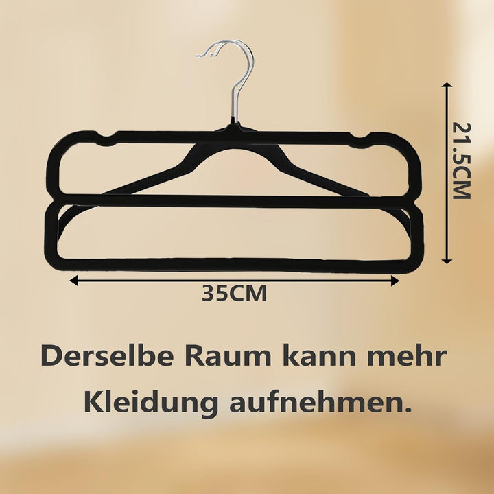 WJWSKI Hosenbügel,10 Stück rutschfeste Samt Kleiderbügel Hosen, Platzsparender Hosenrockbügel mit 36