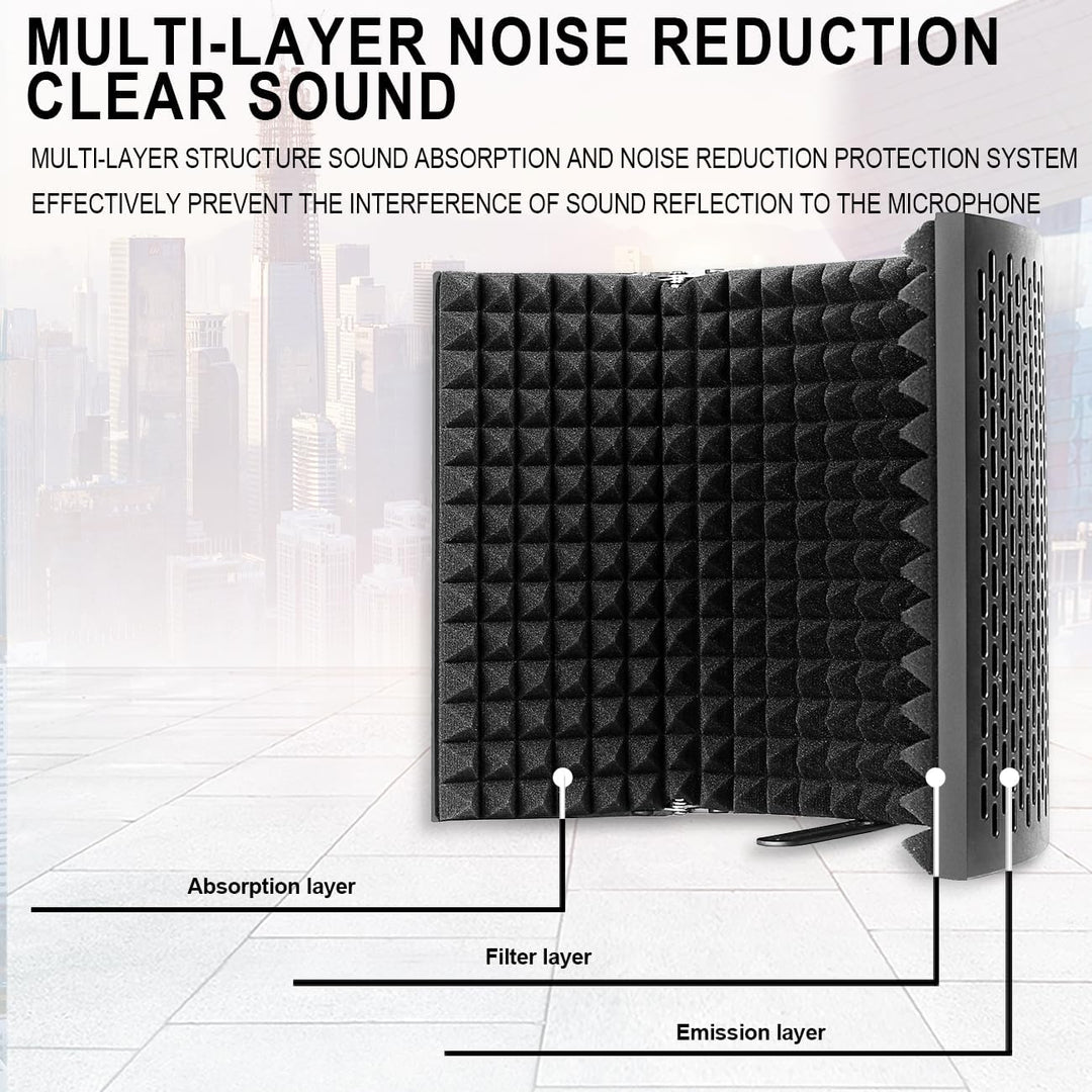 Depusheng Mikrofon Isolation Schallschutz 3 Panel Pop Filter Schallabsorbierend Mikrofonisolationssc