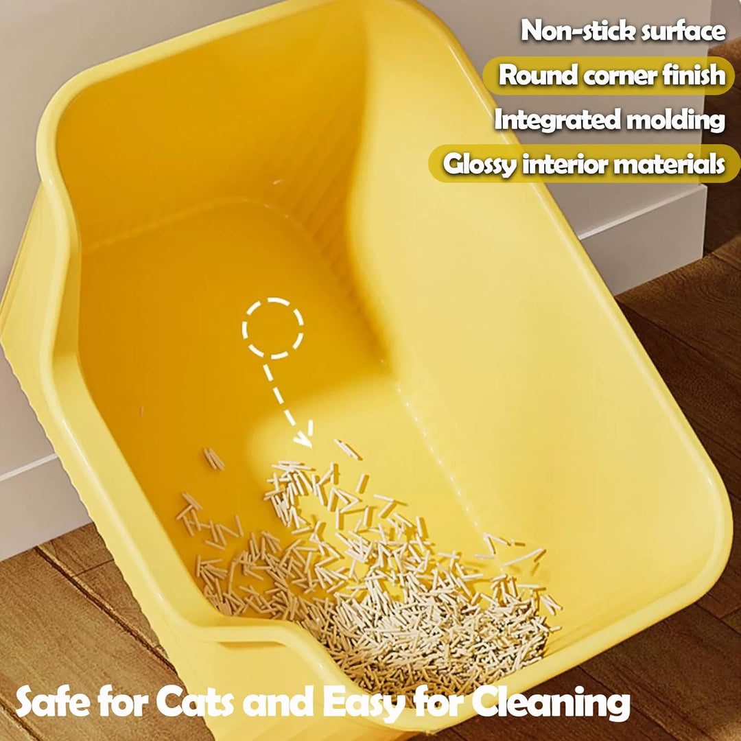 Vealind Katzenklo Offen, Gross Katzentoilette, Hoher Rand Katzenklo, Katzentoiletten mit Hohem Rand