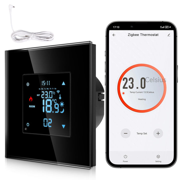 CNBINGO Zigbee Smart Thermostat Unterputz mit Fühler, Digitaler Raumthermostat für Wasser Fussbodenh