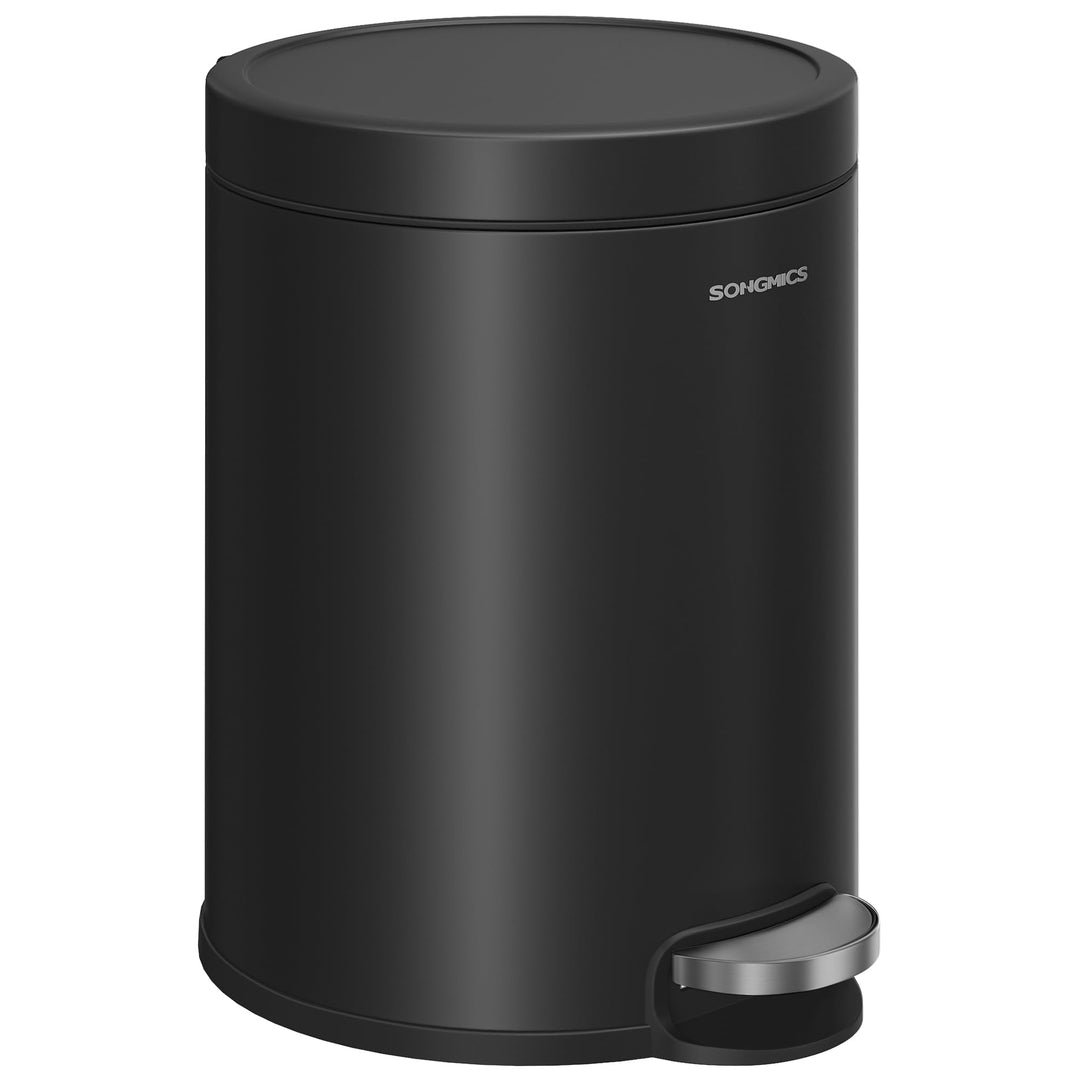 SONGMICS Kosmetikeimer, 6 Liter, Mülleimer Bad, mit Softclose-Deckel, Tretmülleimer, Stahl, für klei
