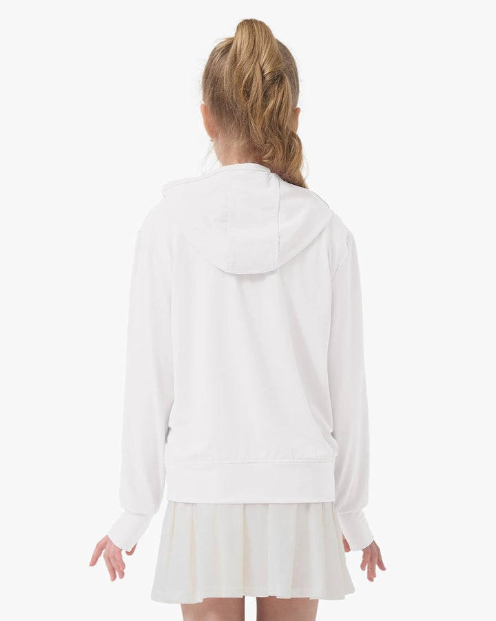 Rolanko Mädchen Sommerjacke mit Daumenlöchern Langarm Sonnenschutz Schnell Trocknend Reissverschluss