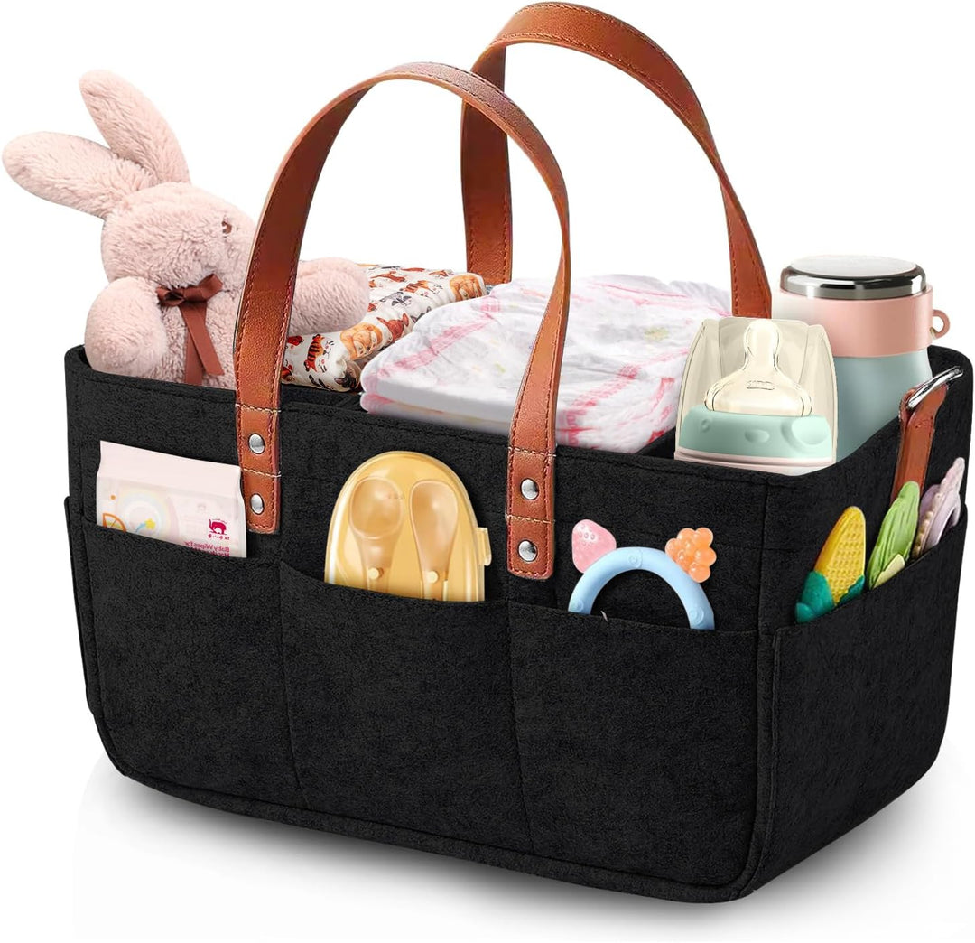 2er Filztasche Einkaufskorb, 16L Filztasche Einkaufstasche mit Fächern Shopper für Outdoor Trips, Pi