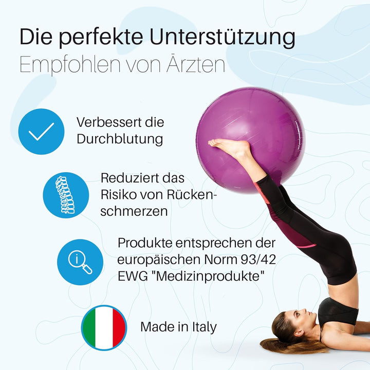 PEZZI - Gymnastikball Original Pezziball Standard 42-75cm Ø – Sitzball für Therapie, Sport &amp; Büro -