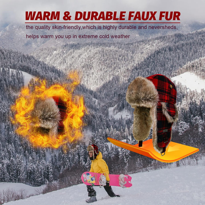 Unisex Fliegermütze Rib Wolle Bomber Aviator Pilot Hat Faux Fellmütze Winter Russische Mütze Herren