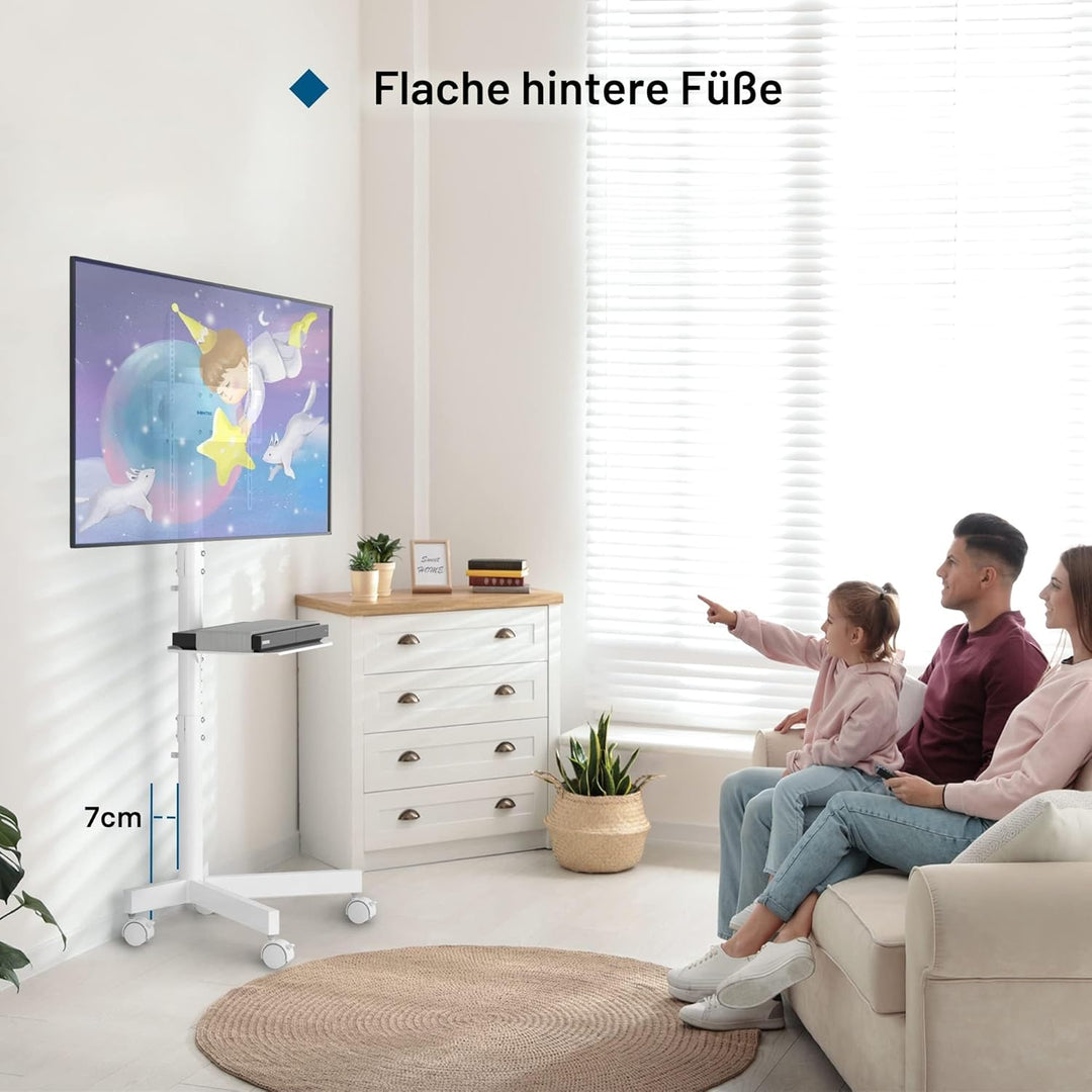 BONTEC Mobiler TV Ständer auf Rollen für 23-60 Zoll Plasma/LCD/LED Fernseher, Tragbarer TV Stand mit