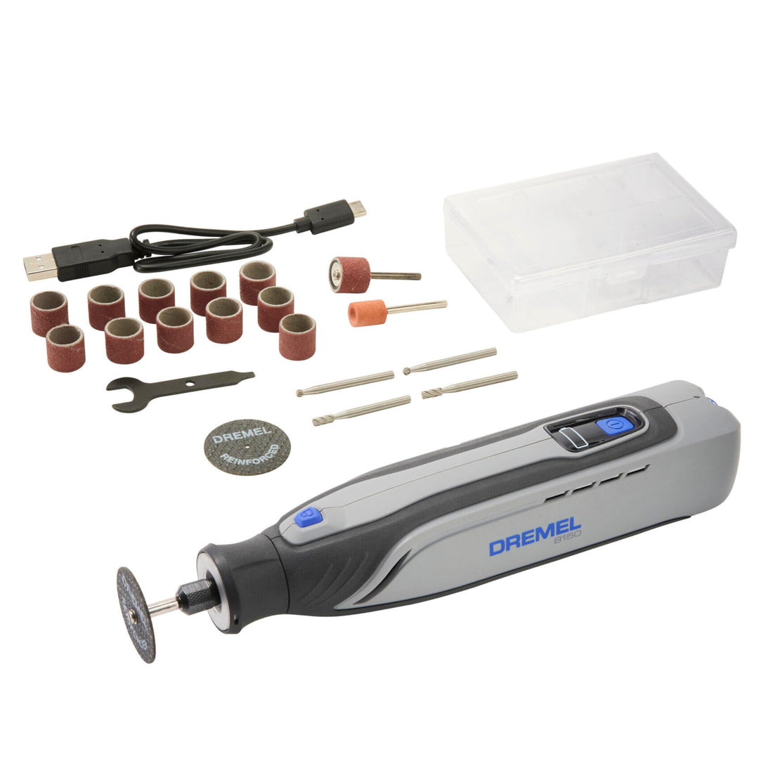 Dremel 8150 Bürstenloses Akku-Multitool-Set, 7,2V 2Ah per USB-C Aufladbarer, 20 Zubehöre, Variable D