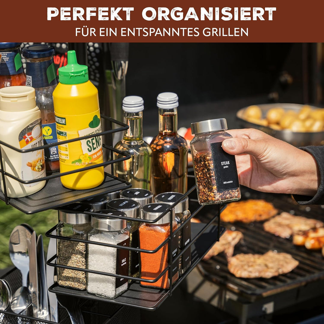 eluno 5-in-1 Grillzubehör-Organizer, Grill-Caddy inklusive Utensilienhaltern, Körben, Hakenleiste un