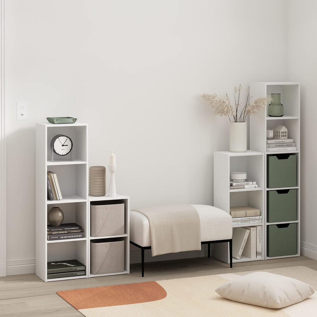 Furinno Luder Bücherregal Bücherregal Lagerregal 4-stöckig weiss Weiss 30.5(W) x 106.1(H) x 23.7(D)