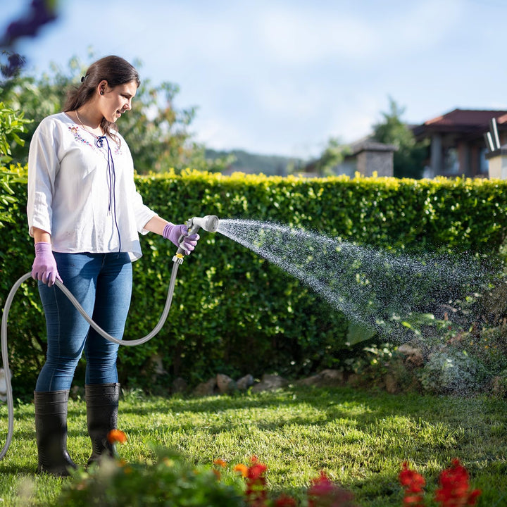 Hebitod Schlauchtrommel 30m+2m mit Handbrause und Gartenschlauch, Schlauchaufroller Automatisches Au