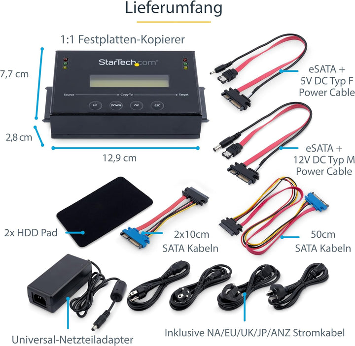StarTech.com Standalone 2,5 / 3,5 Zoll SATA Festplatten Duplikator mit Multi HDD / SSD Image-Backup