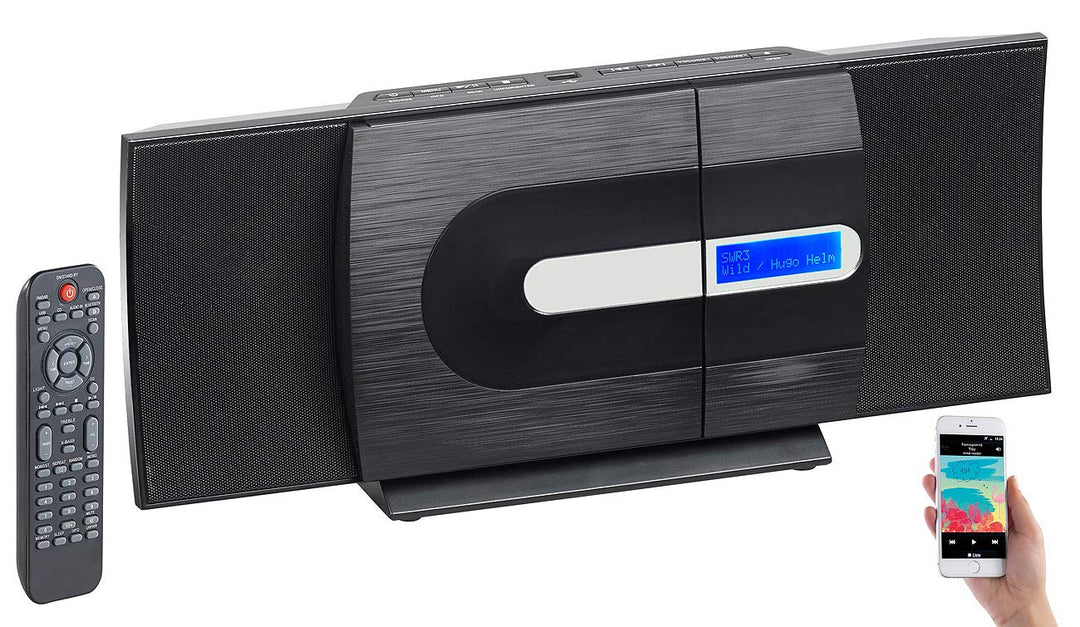 auvisio Kompaktanlage Vertikal: Vertikale Design-Stereoanlage, FM/DAB+, Bluetooth, CD, MP3, AUX, 40