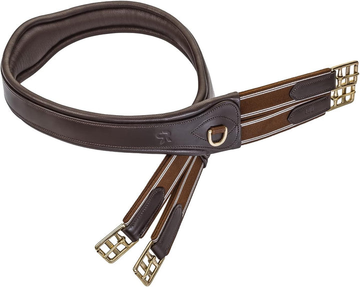 SUNRIDE Sattelgurt Soho aus Echtleder, anatomisch mit D-Ring (3X) für Hilfszügel (135 cm, braun) 135
