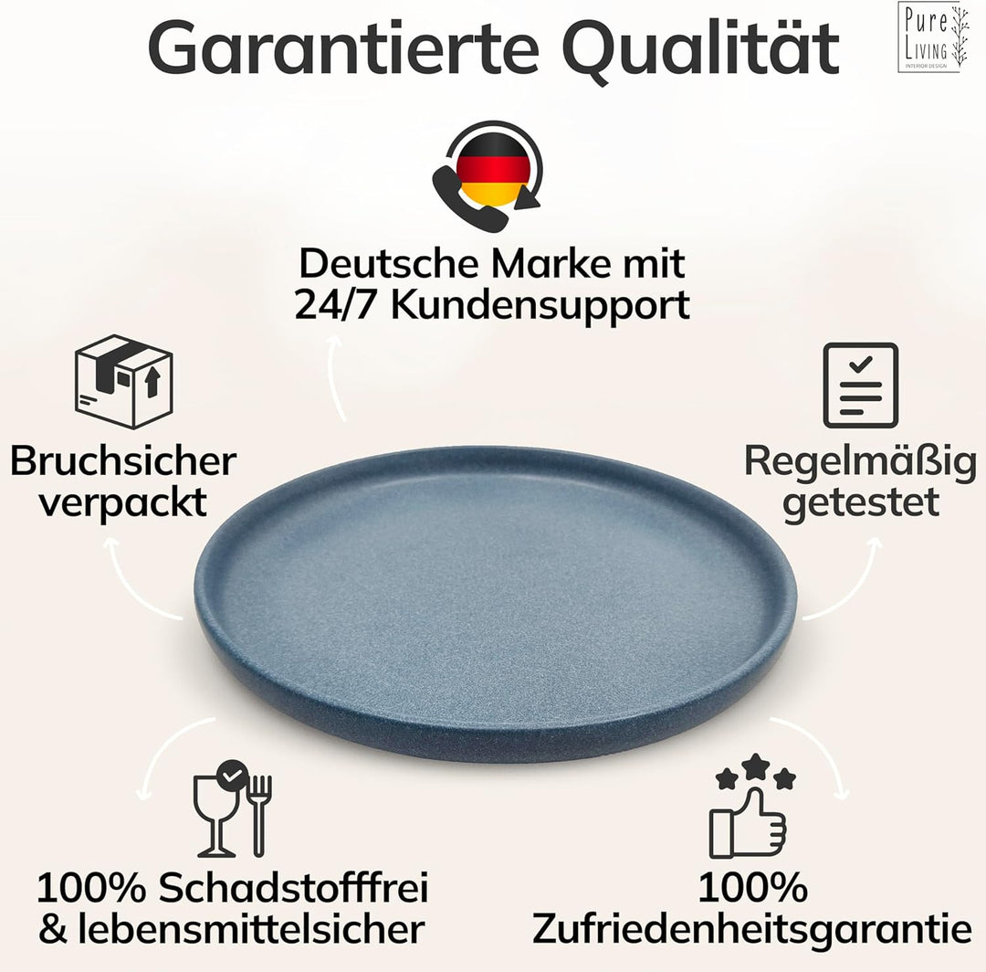 Steingut Teller gross 6 Pers. Hochwertiges Urban Style TEST SEHR GUT Speiseteller Set - Spülmaschine