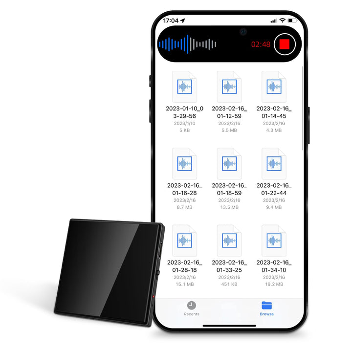 128GB Diktiergerät Mini Aufnahmegerät mit Dreifacher Rauschunterdrückung Voice Recorder, HD 3072 Kbp