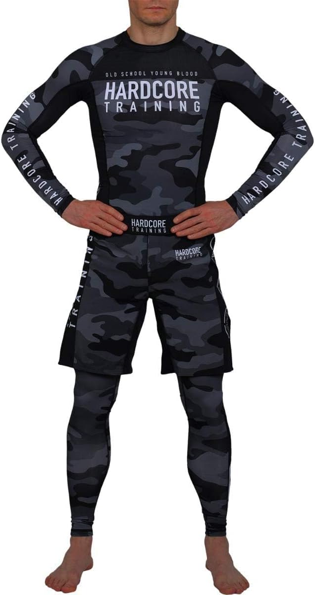 Hardcore Training Herren Manner Rashguard Kompression Lange Armel Jiu Jitsu MMA No-Gi Enge BJJ Grapp