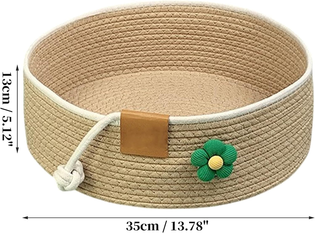 Gewebtes Katzenbett, 35 cm Durchmesser Faltbarer Korb-Nistplatz, Atmungsaktives Haustier-Liegebett,