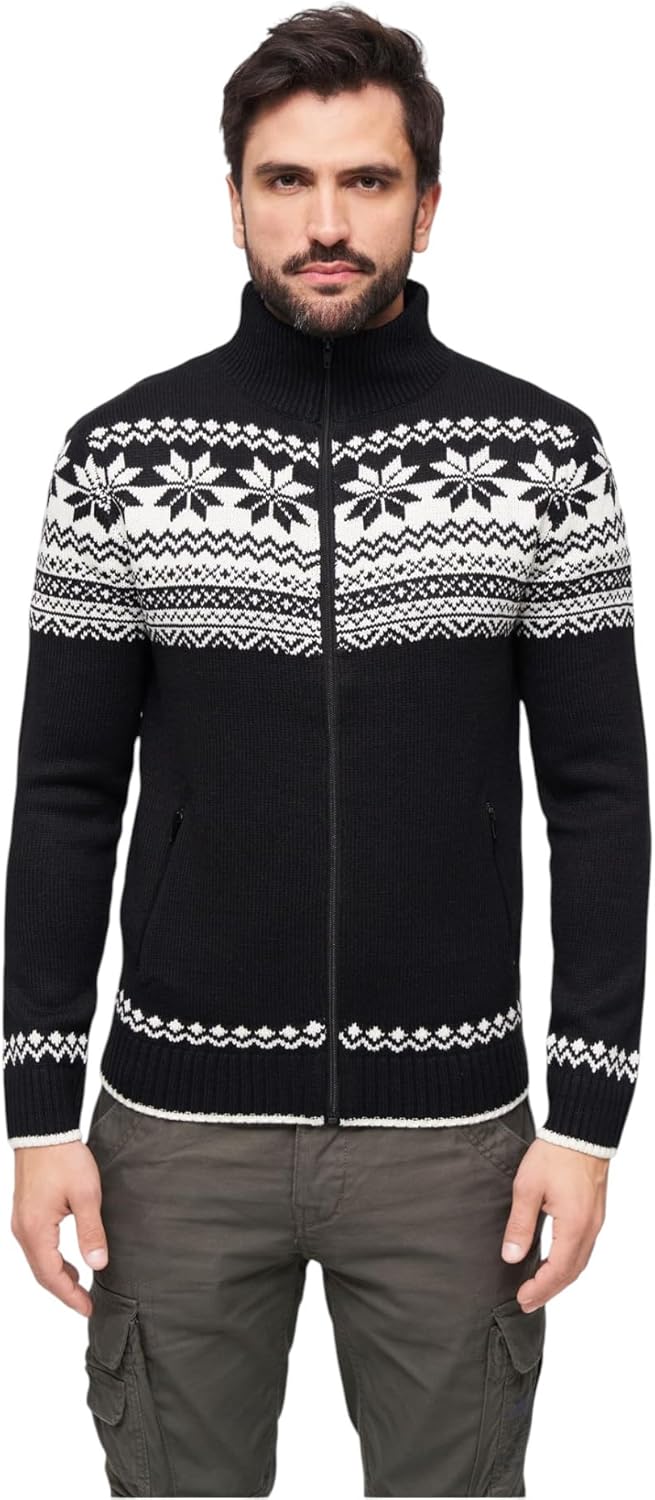 Brandit Norweger Armee Cardigan Jacke Army Pullover Winter Outdoor Winterjacke XL Schwarz, XL Schwar