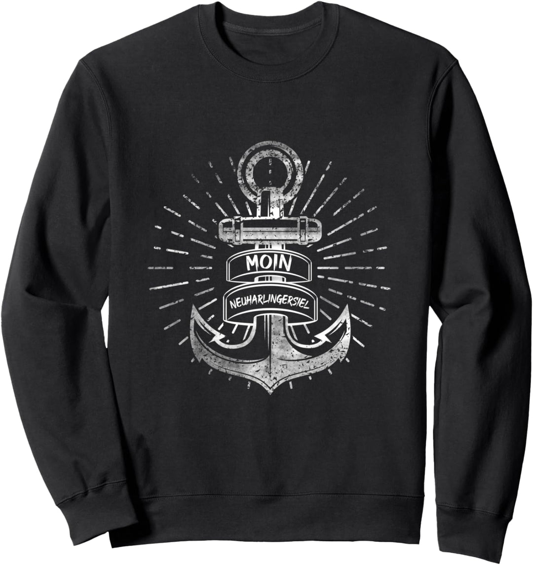 Moin Neuharlingersiel mit Anker an Küste und Meer Sweatshirt
