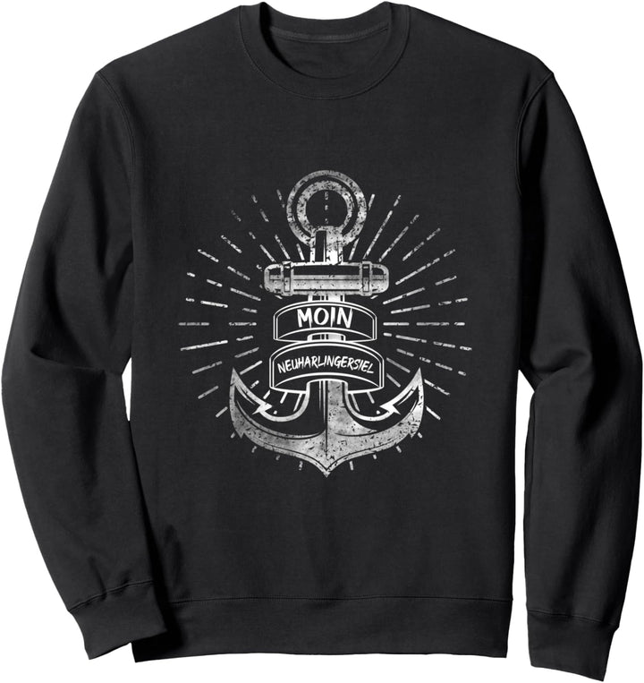 Moin Neuharlingersiel mit Anker an Küste und Meer Sweatshirt