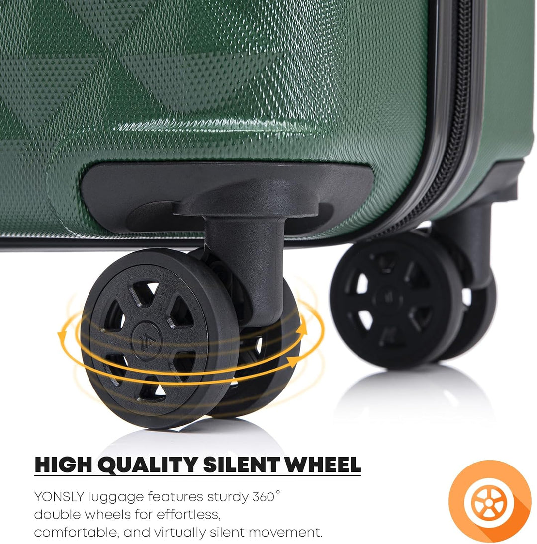 Koffer Suitcase S Dunkelgrün, Trolley Reisekoffer, Kabinenkoffer Rollkoffer Handgepäck mit 4 Rollen