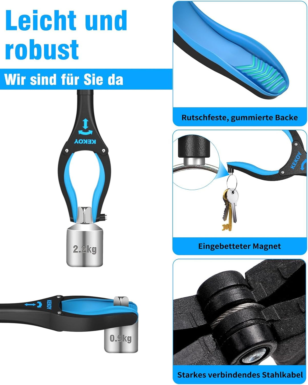 Kekoy Greifzange für Senioren 81cm Aluminium Müllzange, Faltbare Greifer für Senioren, Drehbar Müllg