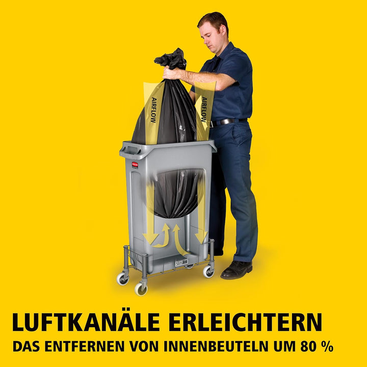 Rubbermaid Commercial Products 1955959 Vented Slim Jim-Abfalltonne, Kunststoff, 60 L, Schwarz Schwar