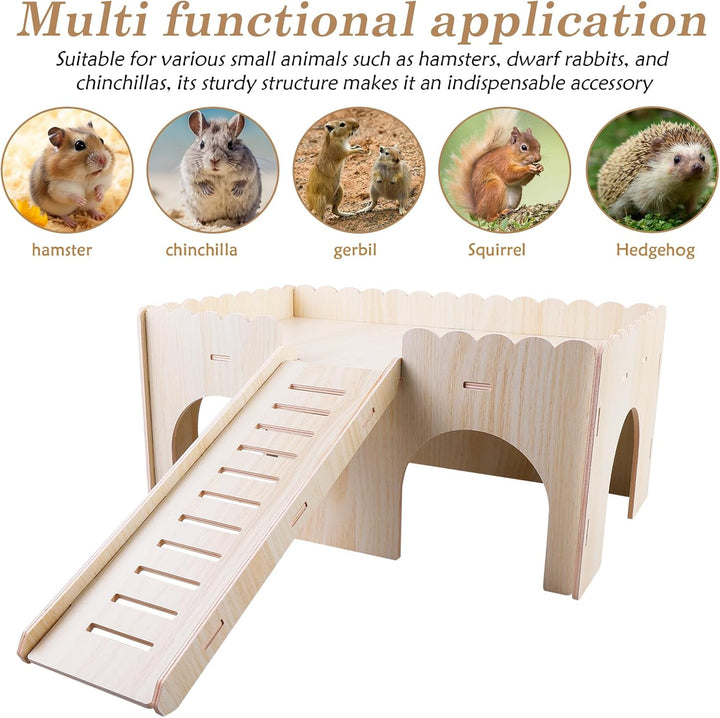 WIYETY Holz Meerschweinchen Bett, Gross Meerschweinchen Haus mit Rampe & Eingänge, Meerschweinchen Z