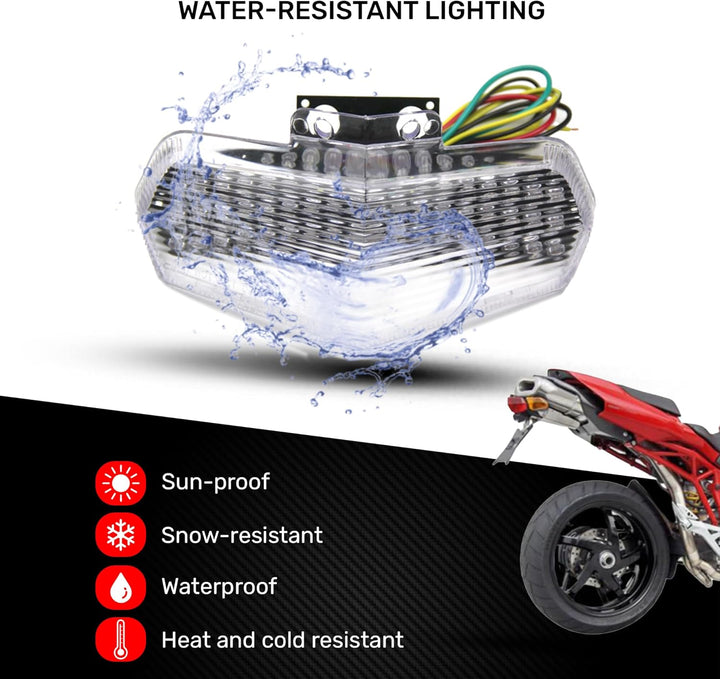 aVDB-moto LED-Bremslicht mit integrierten Blinker kompatibel mit Ducati 749, 999 Multistrada (Getönt