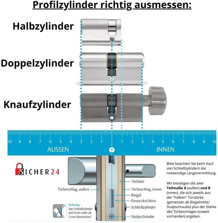 FELGNER Doppel-Zylinder Euro Plus Schliesszylinder Profilzylinder Türschloss Sicherheitsschloss für