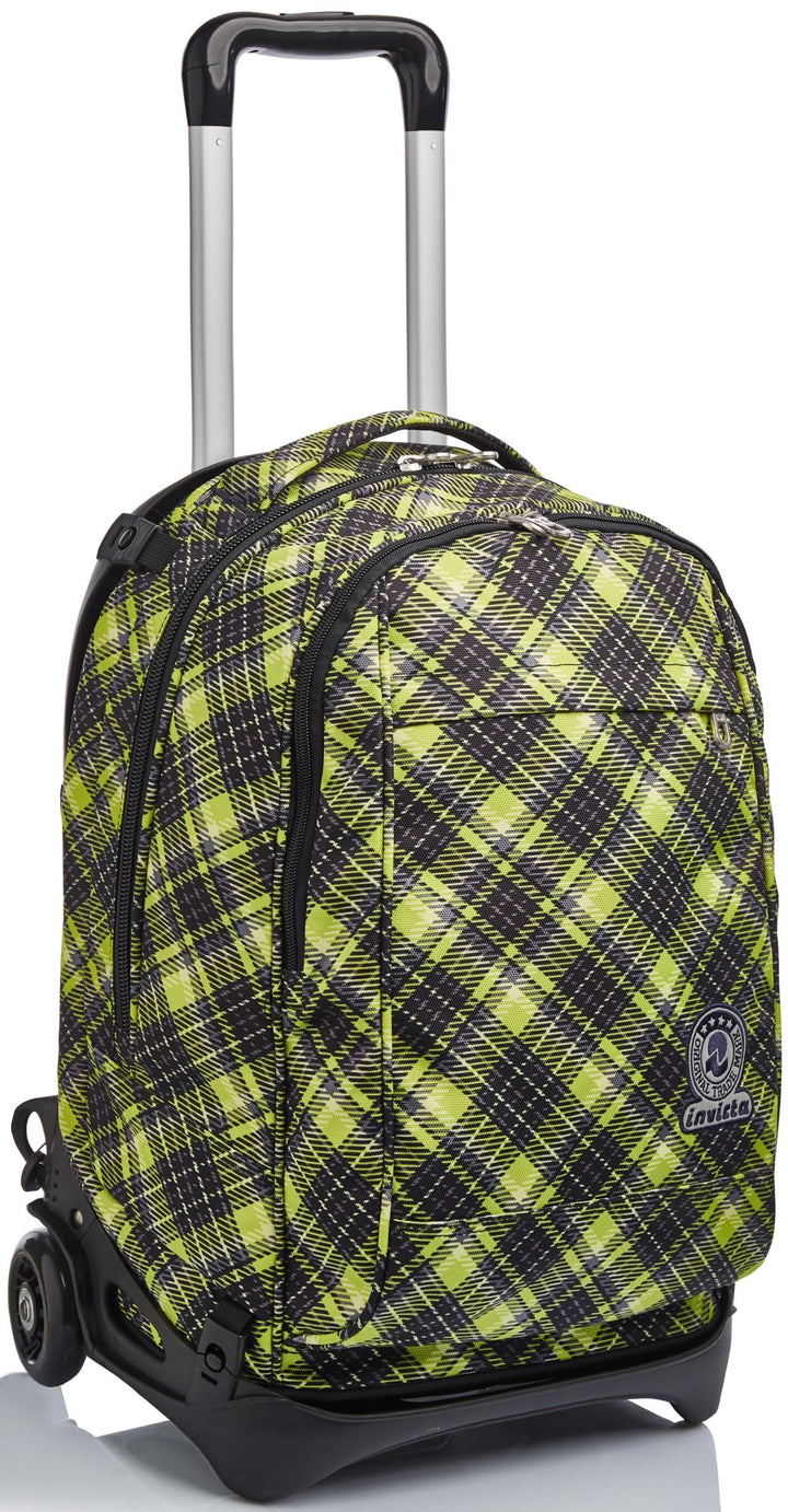 TROLLEY NEW TECH INVICTA TARTAN Rucksack mit Trolleyfunktion, 3 in 1, Schulranzen mit Rollen, Abnehm