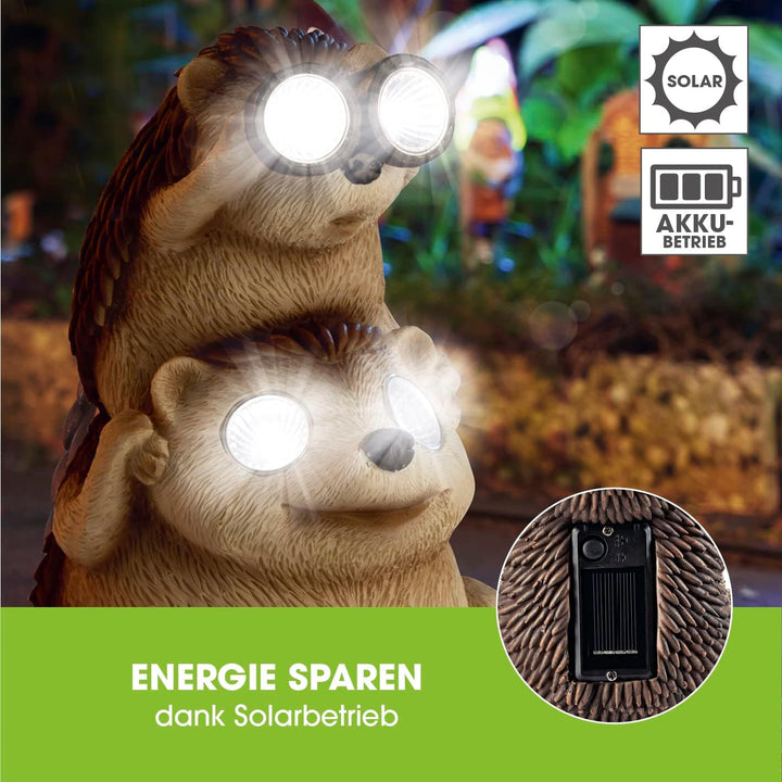 EASYmaxx Solar-LED Igel mit Fernglas | Kabellos mit automatischem Tageslichtsensor | Robust | Aus Ku