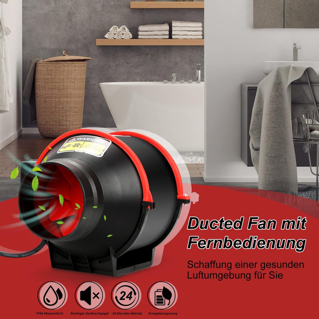 Ikodm 150 mm Einstellbar Rauchabzug Rohrventilator Inline-Kanalventilator, 540 m3/h Abluftventilator
