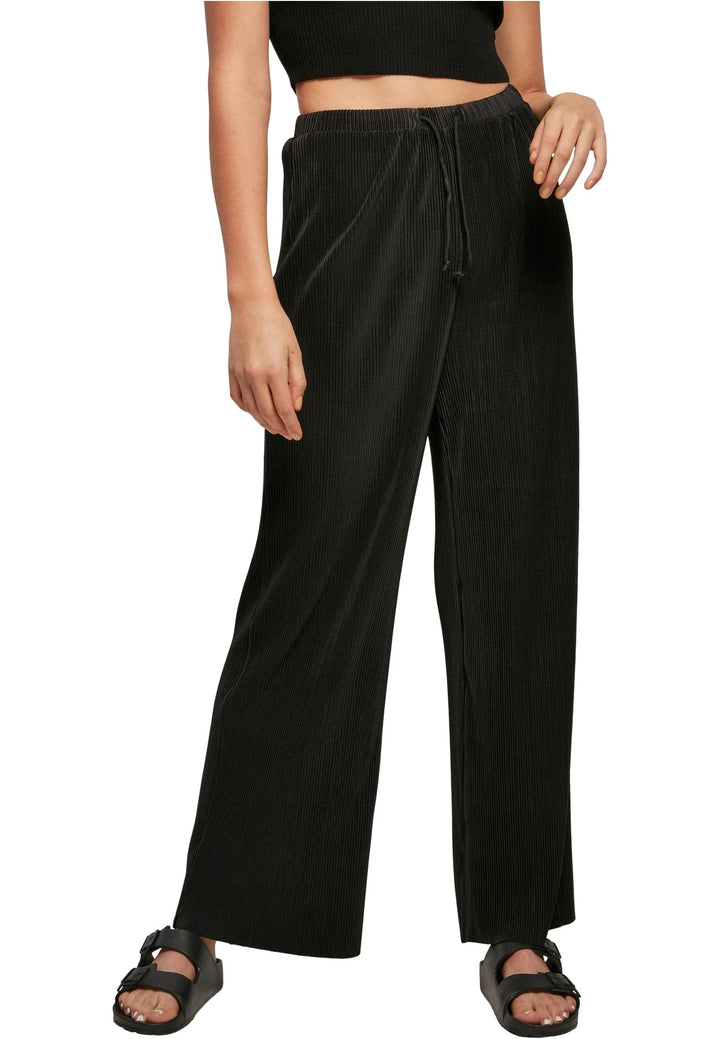 Urban Classics Damen Ladies Plisse Pants S Schwarz, S Schwarz