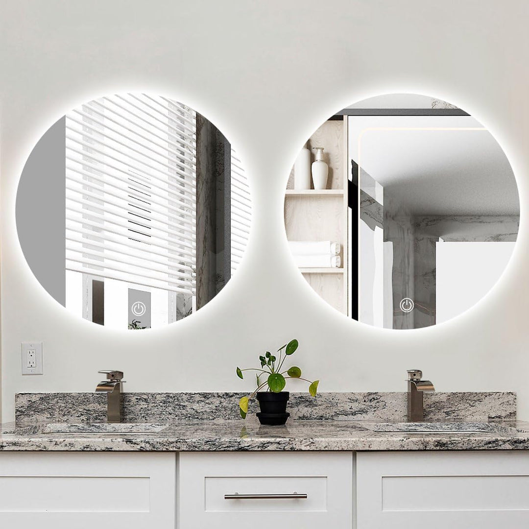 SensaHome – Runder Badezimmerspiegel ohne Rahmen mit LED-Beleuchtung – dimmbar – Wandspiegel – 70 cm