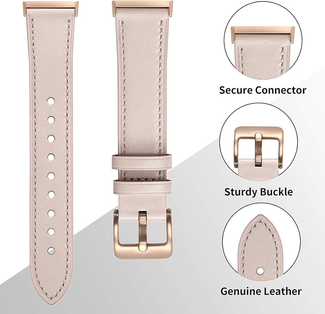 CeMiKa Leder Armband Kompatibel mit Fitbit Sense/Fitbit Versa 3 Armband, Original Lederband Ersatzba