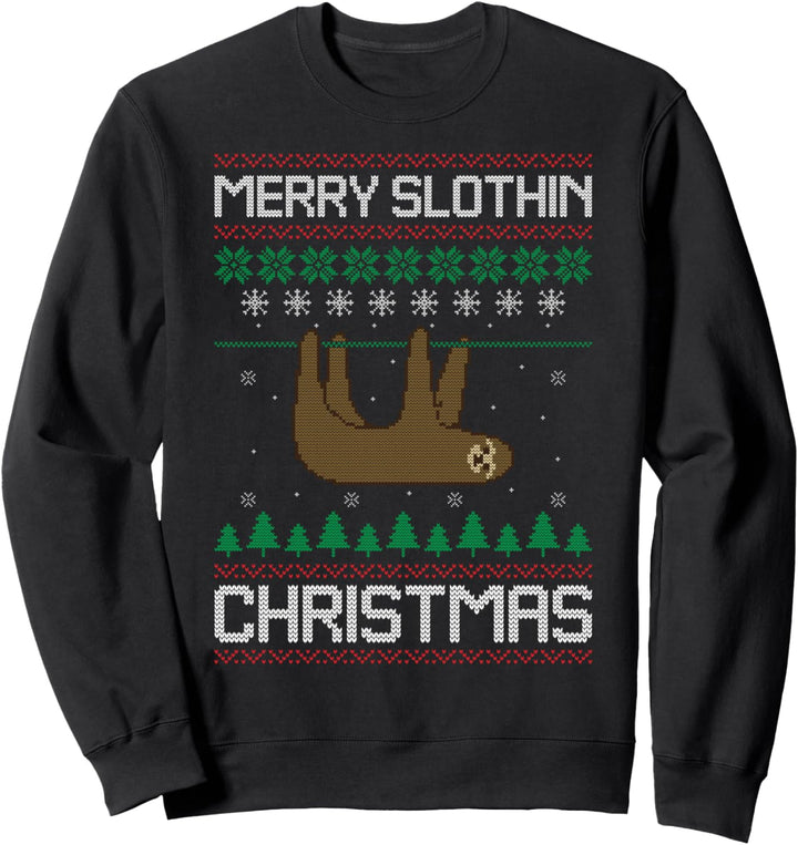 Merry Slothin Christmas Santa Sloth Faultier Ugly Sweater Sweatshirt