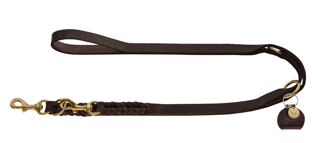 HUNTER Sansibar SOLID Verstellbare Führleine für Hunde, Leder, geflochten, robust, elegant, 2 x 200
