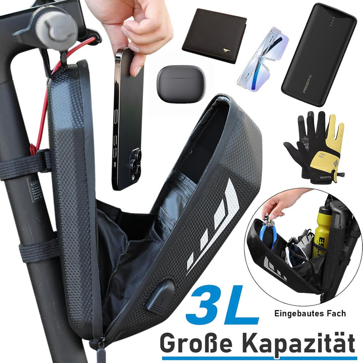 FINEW 3L Grosse Kapazität E Scooter Tasche, wasserdichte Taschen für E Scooter Mit USB, Lenkertasche