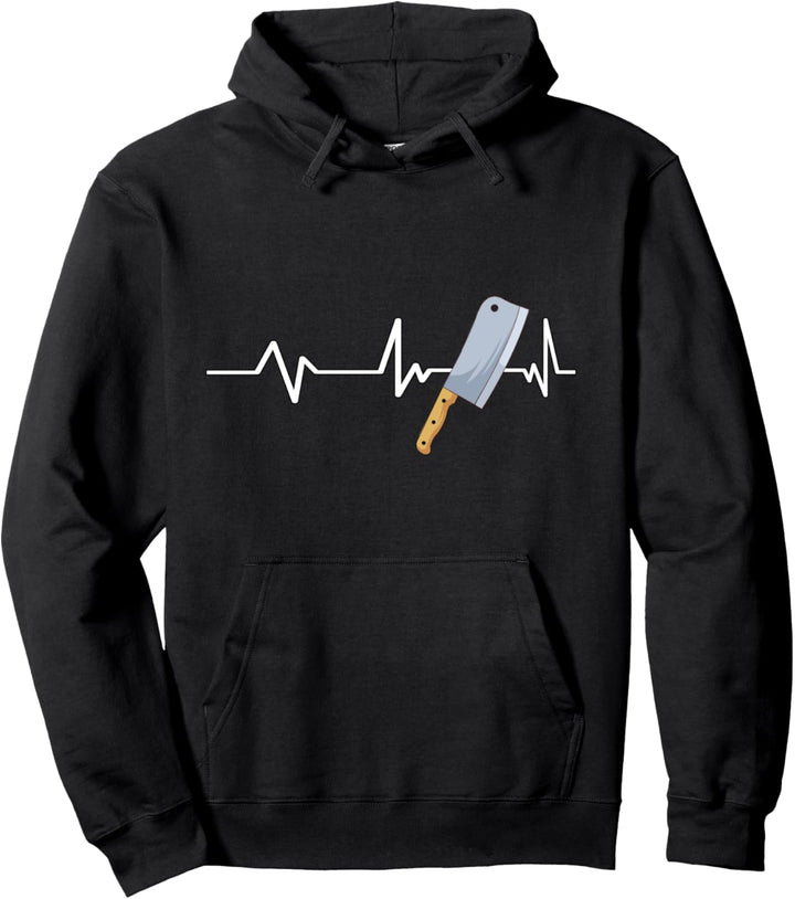Fleischerbeil Herzschlag Metzger Geschenk Metzger Pullover Hoodie