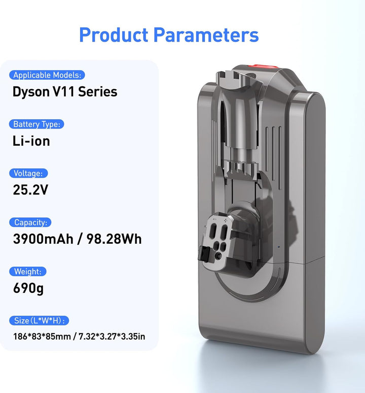 NASTIMA 25,2V 3900mAh Li-ion Akku, Li-ion Ersatzakku für Dyson V11 V15 Click-in, Dyson V11 Animal, V