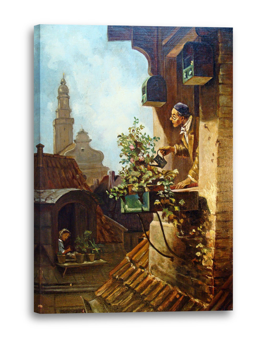 Printed Paintings Leinwand (60x80cm): Carl Spitzweg - Im Dachstübchen 60x80 cm, 60x80 cm