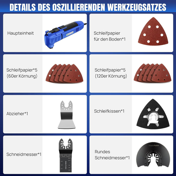 Oszillierende Multi-Werkzeuge, 280W 22000 OPM Elektro-Kabel-Multi-Werkzeug, 3 ° Oszillationswinkel,